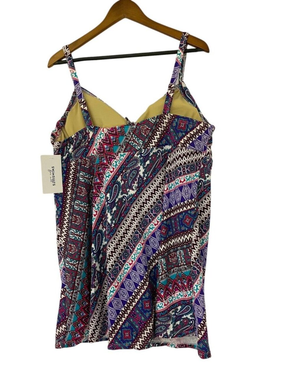 Swimsuits for All Swim Dress Swimsuit Size 20 Colorful Geometric Print NWT - Picture 4 of 12